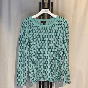 Charter Club Teal and Black Geometric Sweatshirt